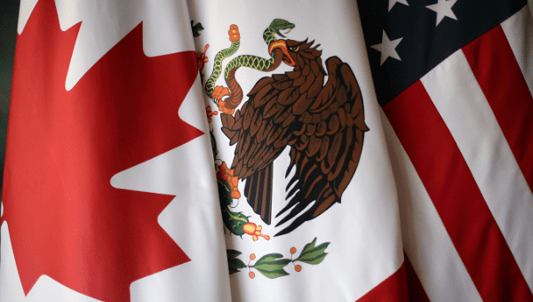 Flags are pictured during the fifth round of NAFTA talks.