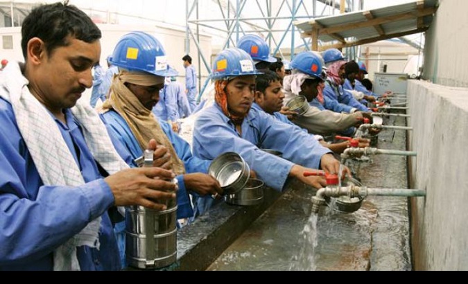 Bangladeshi migrant workers in Qatar’s Industrial Area.