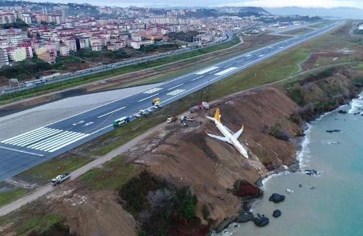 The Boeing 737-800 of the Turkish airline Pegasus and coming from Ankara skidded on landing in Trebizond.