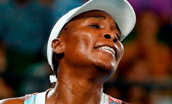 Venus Williams reacts after losing in the first round of the 2018 Australian Open.