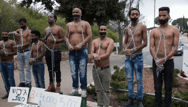 Eritrean migrants protest in Israel. 
