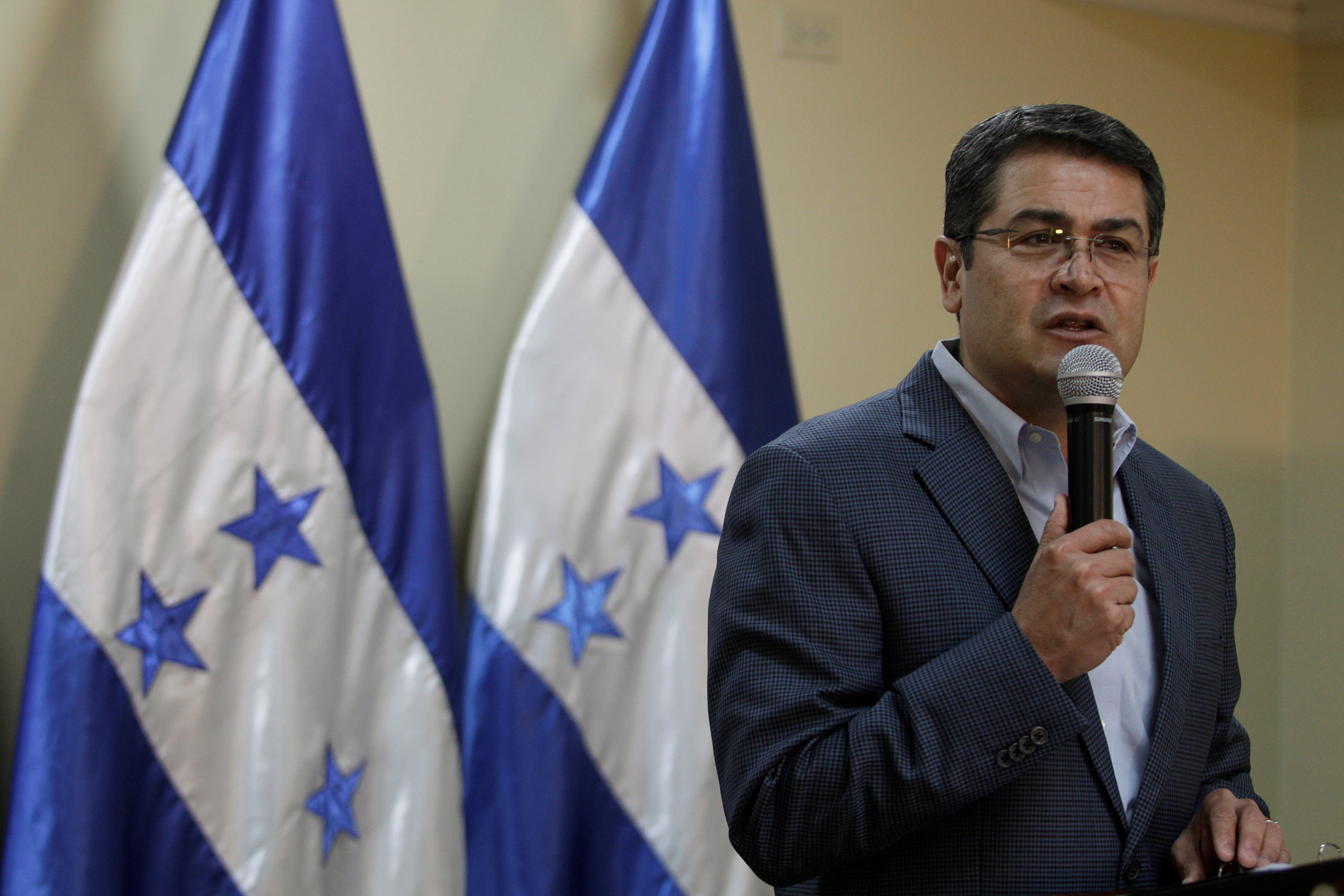 Honduras President Juan Orlando Hernandez at a news conference in Tegucigalpa, Honduras, January 2.