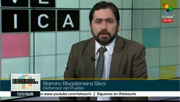 Ramiro Rivadeneira during his interview with TeleSUR.