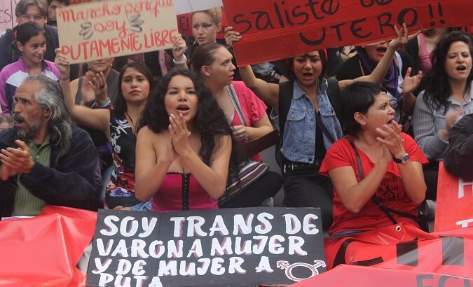 Diane Rodriguez during a Slutwalk in Quito.
