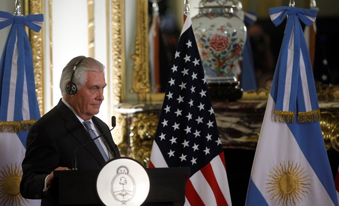 U.S. Secretary of State Rex Tillerson is seen during a joint news conference at San Martin Palace in Buenos Aires, Argentina February 4, 2018