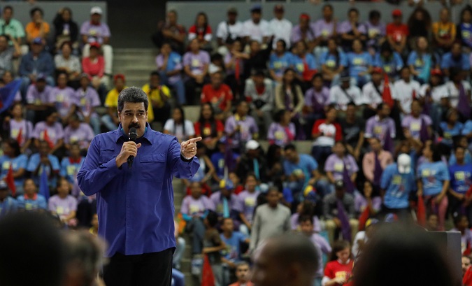 Venezuela's President Maduro speaks during an event with supporters of Somos Venezuela movement in Caracas, Venezuela Feb. 7, 2018.