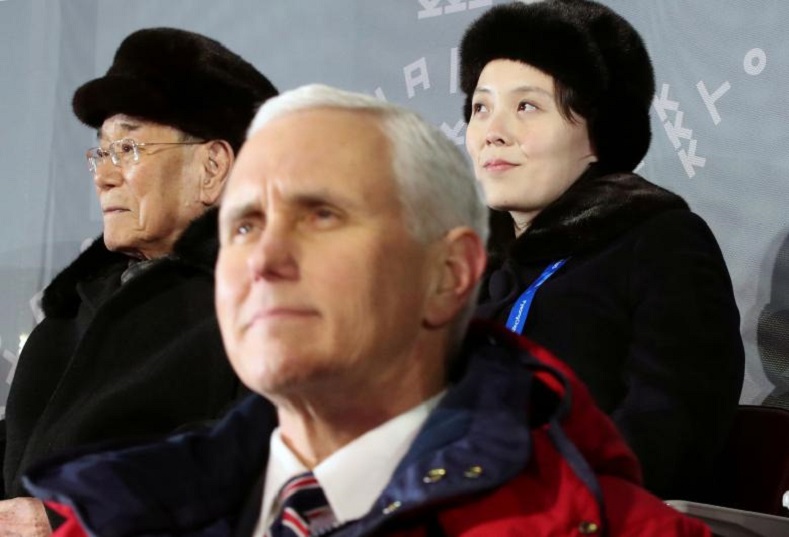 Despite the golden opportunity to obtain peace, neither Vice President Mike Pence (L) nor North Korean president's sister, Kim Yo-jong, plan to discuss political issues during the games.