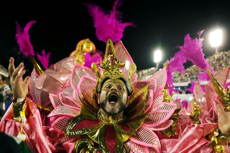An Imperio Serrano samba school act perform during the first night of the parade at the Sambadrome in Rio de Janeiro, Brazil February 12, 2018.
