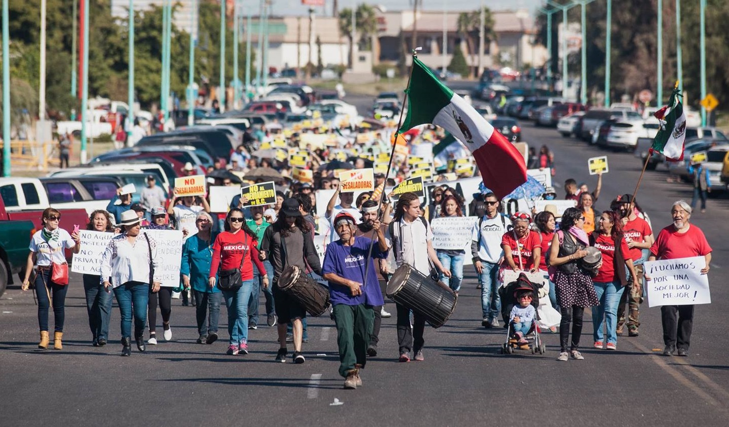 Mexicali Resiste's march against water privatization and the Constellation Brands beer factory in Mexicali in January, 2018.