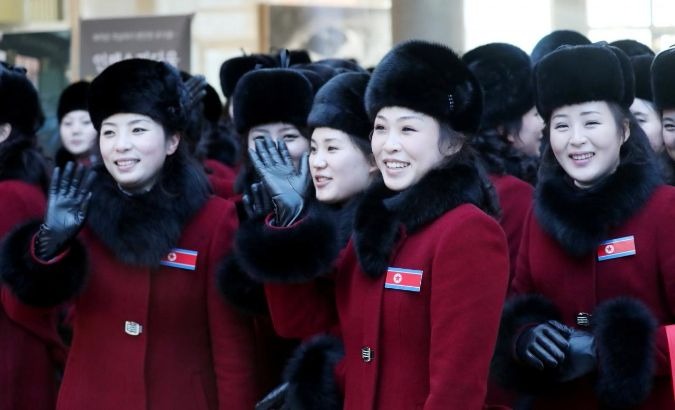 Members of North Korea's cheer squad.