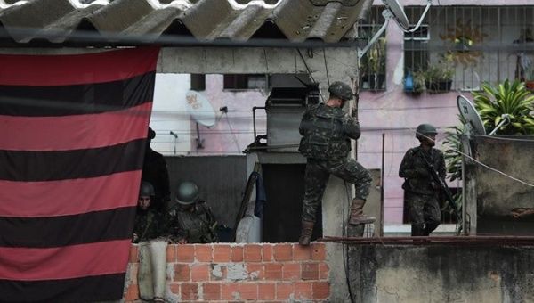 Brazilian Armed Forces in a favela in Rio. 