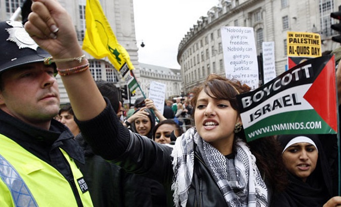 Pro-Palestinian protesters in London.
