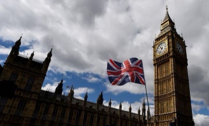 The Union Flag flies near the Houses of Parliament in London, Britain.