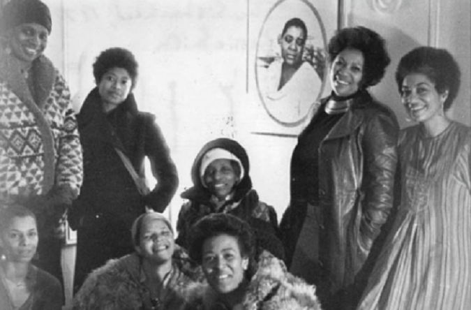 Morrison (second from the left) pictured alongside June Jordan, Alice Walker, Ntozake Shange, Lori Sharpe and Audrey Edwards at a black women’s writing group in 1977.