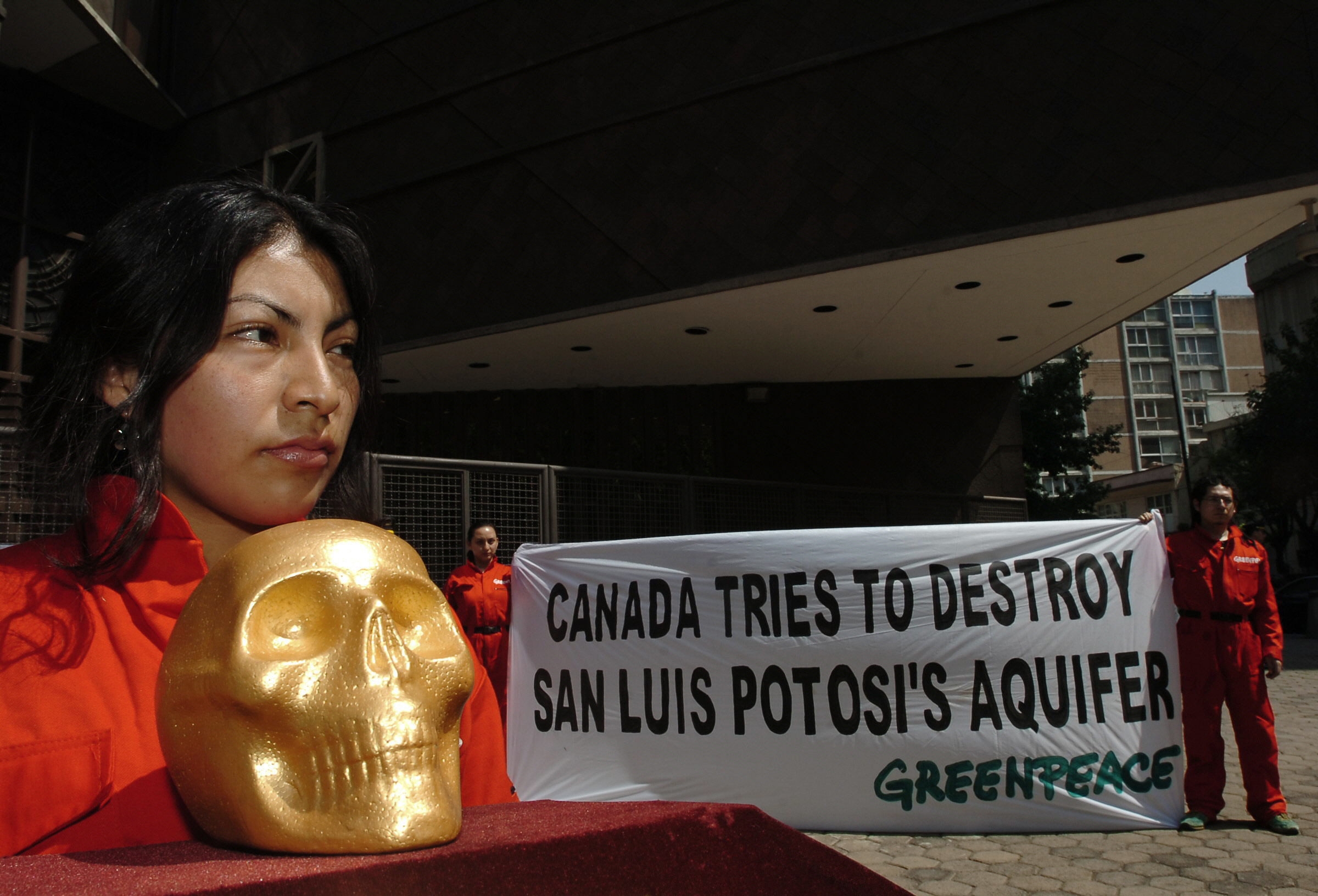 A Greenpeace activist during a protest against Canadian mining companies in Mexico. May 23, 2006.