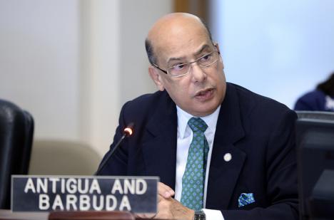Sir Ronald Sanders, Permanent Representative of Antigua and Barbuda to the OAS, addressing the Permanent Council.