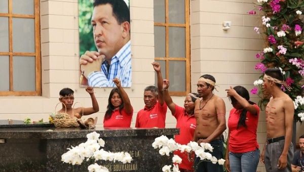 Hugo Chavez commemoration ceremony takes place at the Miraflores Presidential Palace ahead of the ALBA leaders summit in Caracas, Venezuela.