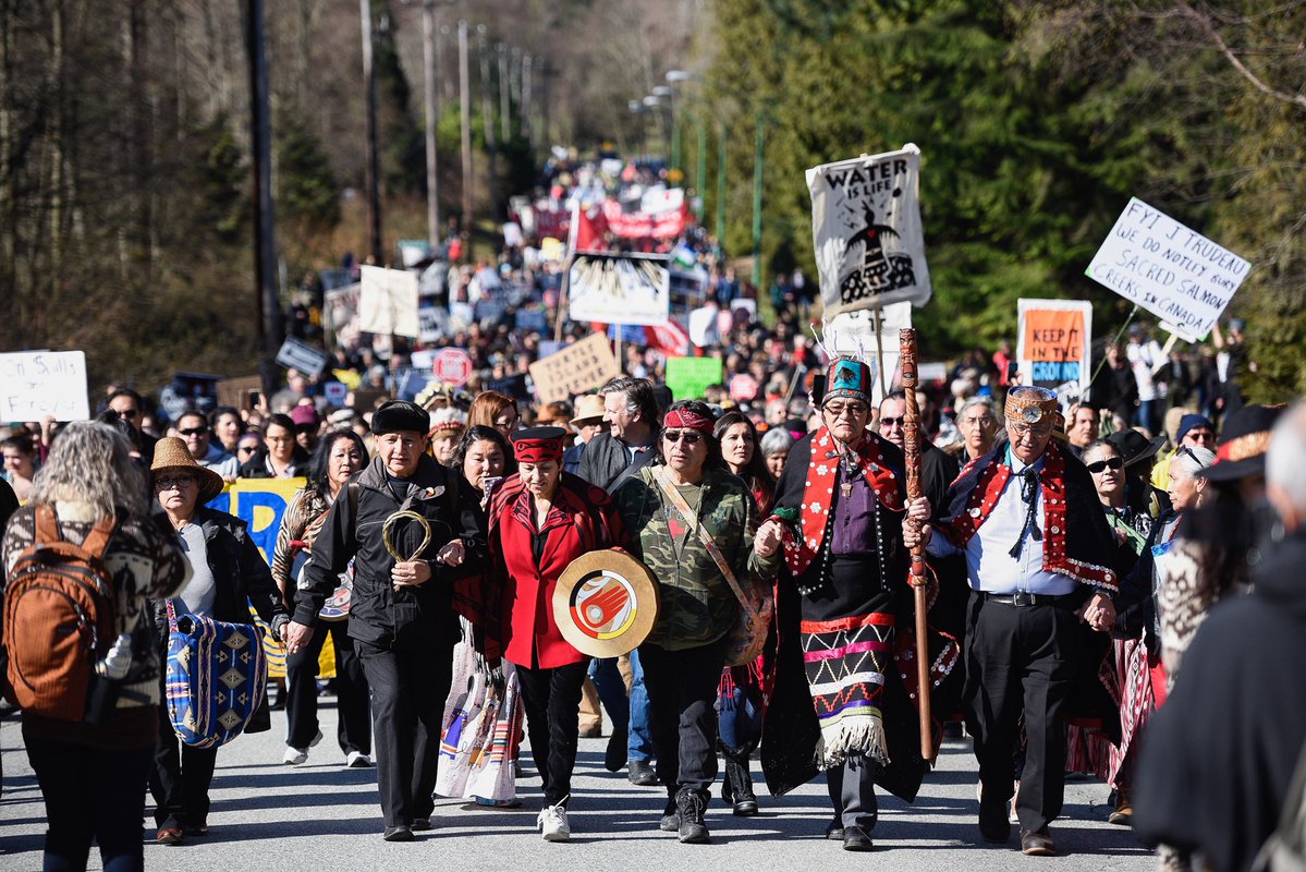 First Nations and environmental activists joined in protests against the tar sand pipeline expansion in BC. March 10, 2018.