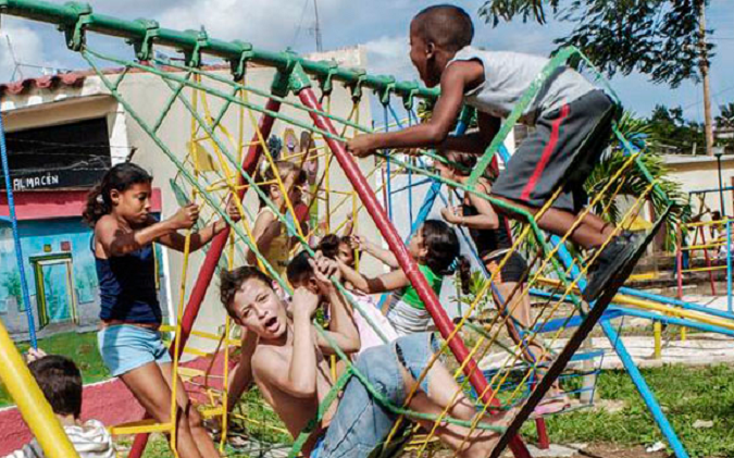 Cuban children play at a park in Havana, Cuba.