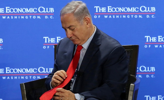 Israeli Prime Minister Benjamin Netanyahu pauses during an interview at the Economic Club of Washington in Washington, U.S., March 7, 2018.
