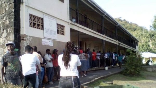 Long lines at the South St. George Government School located in Springs and the Seventh Day Adventist School located in Archibald Avenue. 