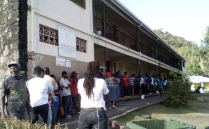 Long lines at the South St. George Government School located in Springs and the Seventh Day Adventist School located in Archibald Avenue. 