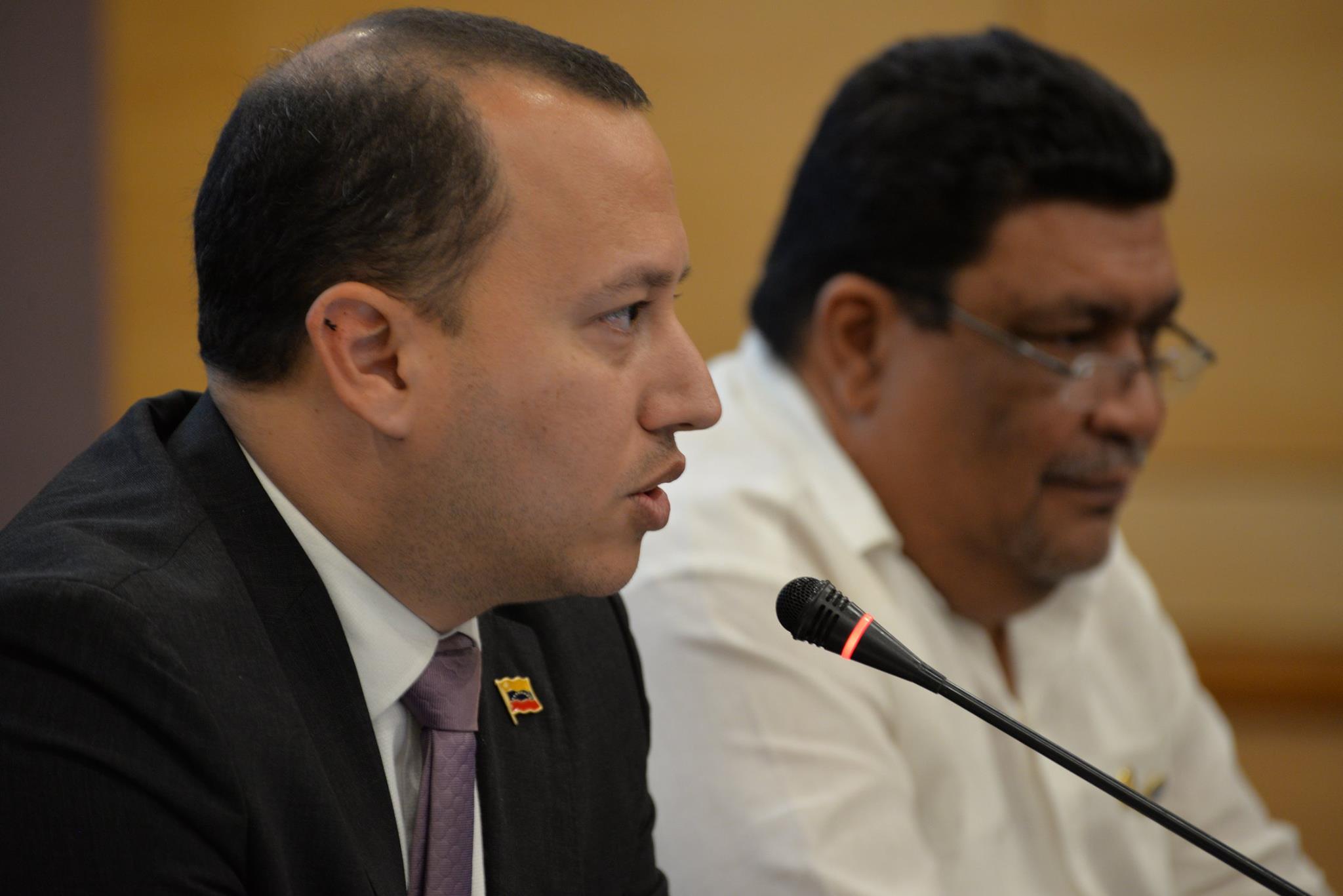 Raúl Licausi, Venezuela's Deputy Minister of Foreign Affairs for the Caribbean area, speaks at the opening of the II Conference of the Association of Caribbean States in Margarita, Venezuela on Wednesday.
