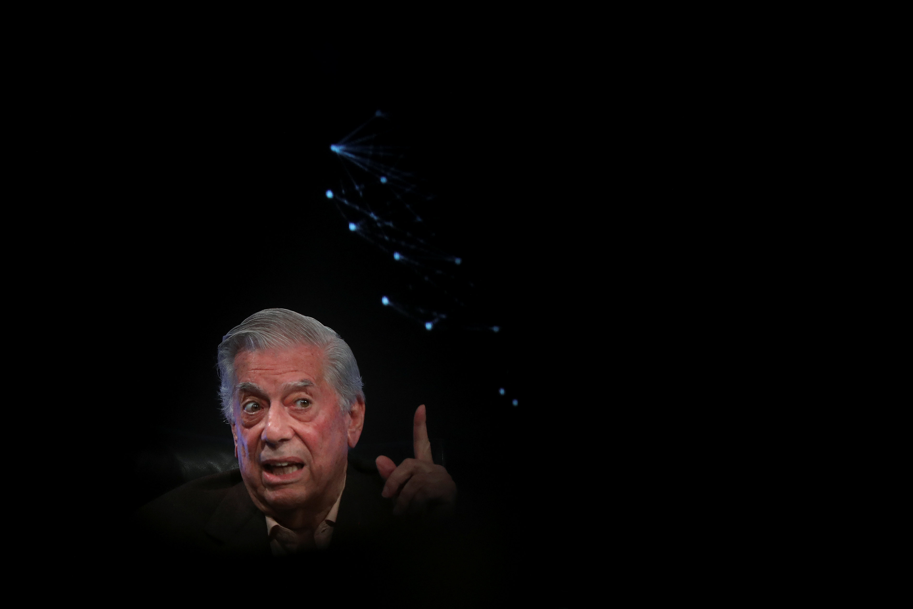 Mario Vargas Llosa, Peruvian writer and recipient of the 2010 Nobel Prize in Literature, speaks during the presentation of his book 