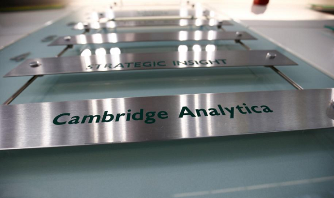 The nameplate of political consultancy, Cambridge Analytica, is seen in central London, Britain March 21, 2018.