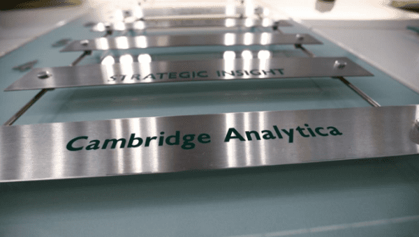 The nameplate of political consultancy, Cambridge Analytica, is seen in central London, Britain March 21, 2018. 