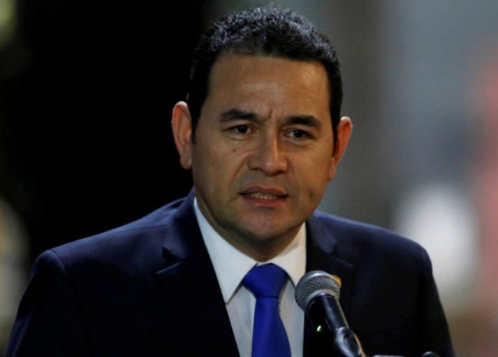 Guatemala's President Jimmy Morales speaks to the media after his arrival at Mariscal Sucre Airport in Quito, Ecuador May 23, 2017 ahead of Ecuadorean president inauguration.