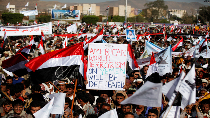 La movilización también sirvió para apoyar a las fuerzas del movimiento popular yemení Ansarolá. 