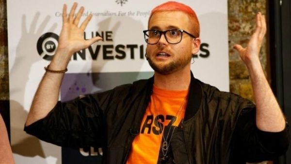 Christopher Wylie, a former Cambridge Analytica employee, speaks at the Frontline Club in London, Britain.