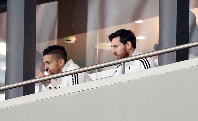 Argentina's Lionel Messi in the stands