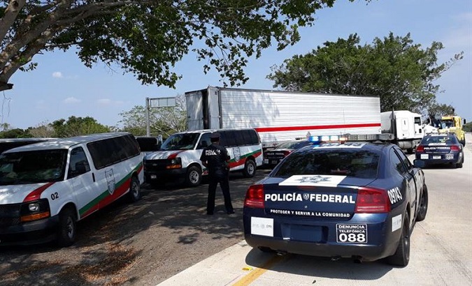Police discovered 136 undocumented Central American immigrants, including 49 minors, crammed inside the vehicle.