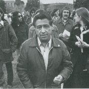 Cesar Chavez visiting a school named after him a year after its opening in Mount Angel, Oregon, 1974.