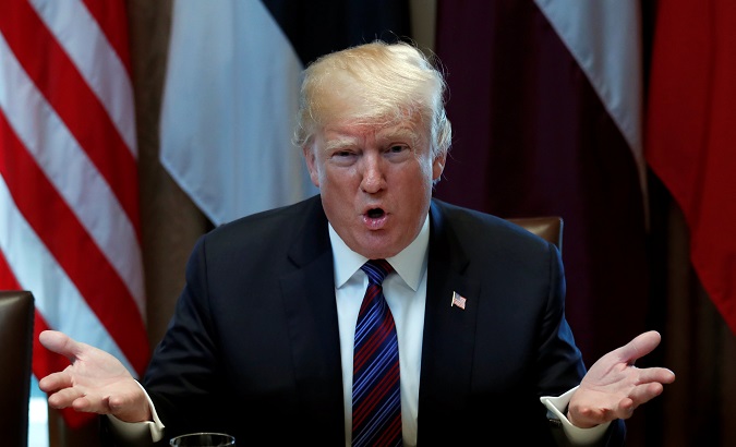 U.S. President Donald Trump speaks while hosting the Baltic Summit at the White House in Washington, D.C., U.S., April 3, 2018.