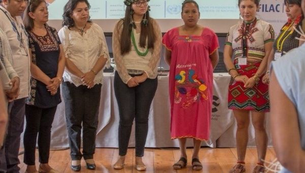 Indigenous youth and indigenous women's networks present their contributions at the first meeting of high authorities of Ibero-America with Indigenous populations.
