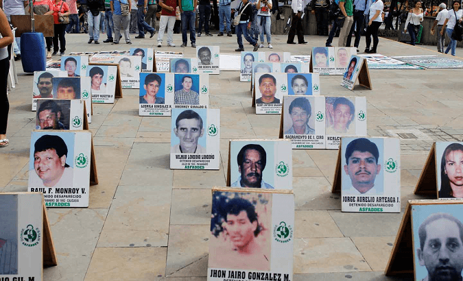 Portraits of victims in Colombia's ongoing armed conflict.