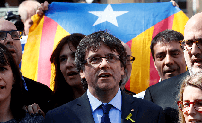 Former Catalan leader addressed journalists in Berlin.