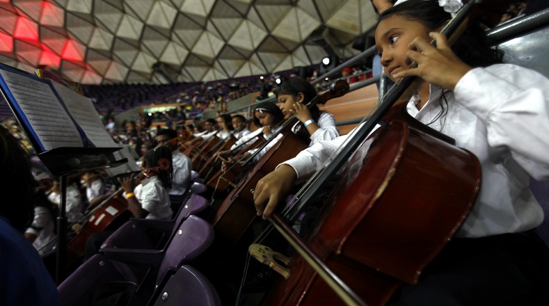 Desde el Poliedro de Caracas, capital de Venezuela, se rindió un sentido homenaje al maestro José Antonio Abreu, creador del Sistema Nacional de Orquestas y Coros Juveniles e Infantiles.