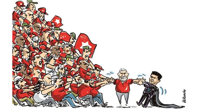 A través de una mirada caricaturesca, en Brasil han mostrado la lucha que se lleva en las calles en favor de Lula da Silva.