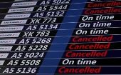 Los sindicatos han reportado que entre el 25 y 30 por ciento de los programas de vuelos han sido cancelado en casa jornada de huelga.