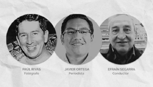 Journalist Javier Ortega, photographer Paul Rivas and driver Efrain Segarra were kidnapped on March 26 on Ecuador's northern border.
