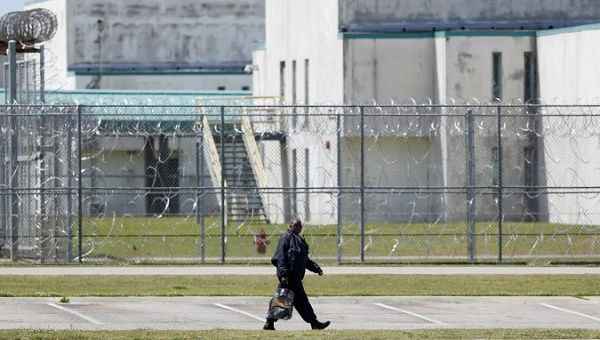 A guard leaves the Lee Correctional Institution in Bishopville, Lee County, South Carolina, U.S., April 16, 2018. 