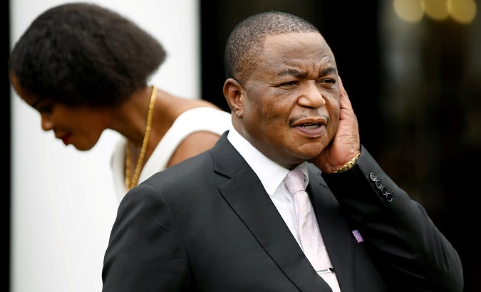 Retired Commander of Zimbabwe Defence Forces (ZDF) General Constatino Chiwenga reacts after taking an oath of office as Vice President during the swearing in ceremony at State House in Harare, Zimbabwe, December 28,2017.