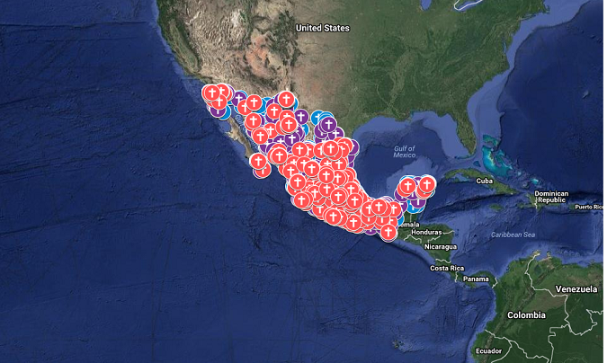 A map of femicides in Mexico, created by geophysicist Maria Salguero from the National Polytechnic Institute.