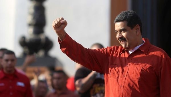 Venezuela's President Nicolas Maduro gestures during a rally with supporters in Caracas, Venezuela April 5, 2018. 
