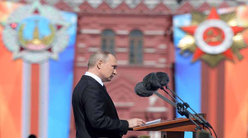 El presidente ruso Vladimir Putin ofreció unas breves declaraciones durante el acto conmemorativo.
