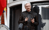 WikiLeaks founder Julian Assange speaks on the balcony of the Embassy of Ecuador in London, Britain, May 19, 2017. 